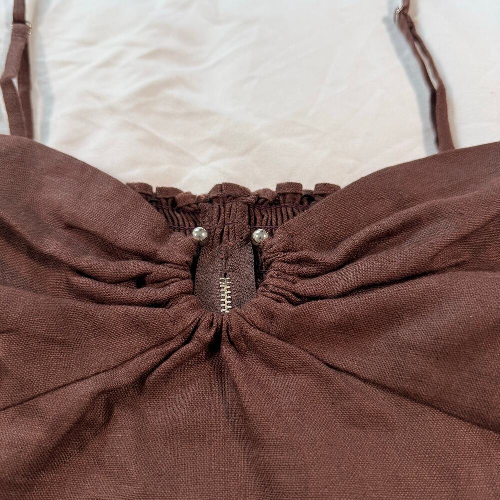Reformation Brown Sansa Linen crop top tank size XL - Picture 4 of 7